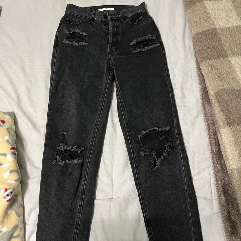 PacSun ultra high waist distressed mom jeans